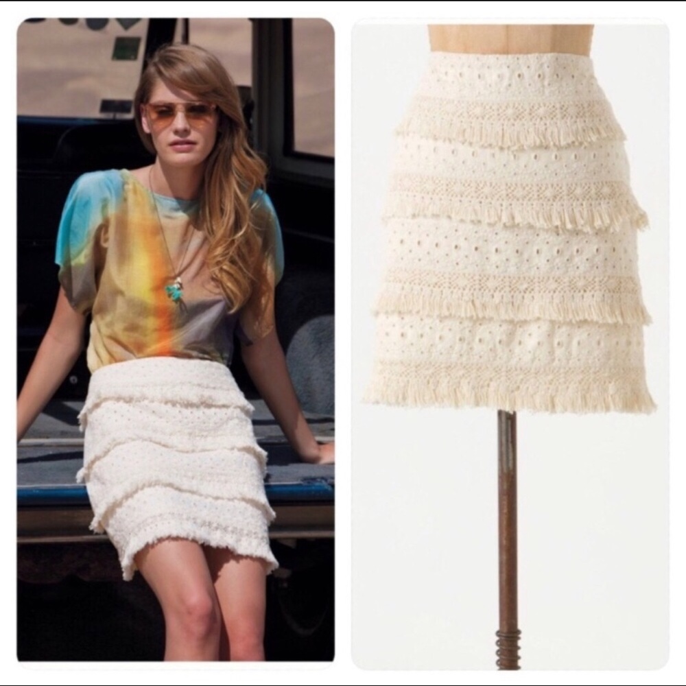 Anthropologie HD in Paris tiered fringe skirt